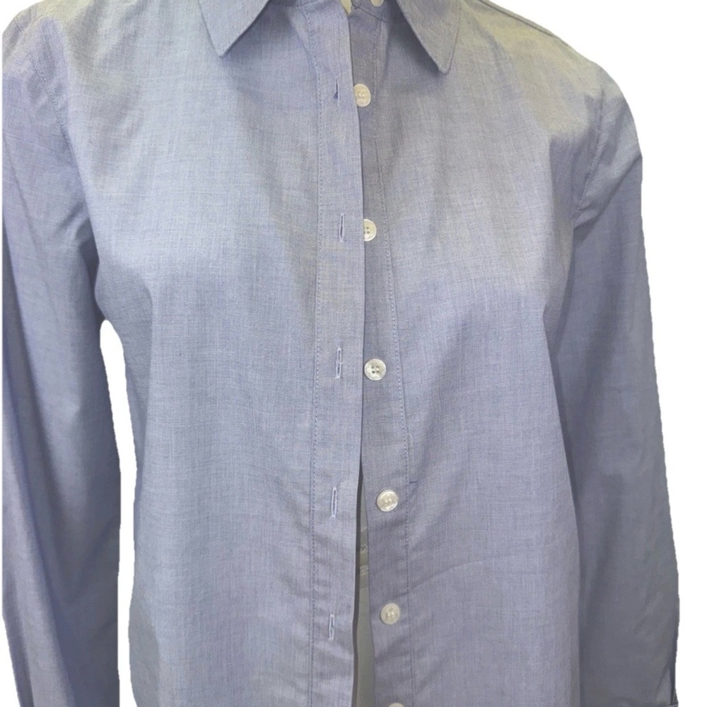 Draper James Blue Chambray Button Down Ruffle Cuff Shirt 8